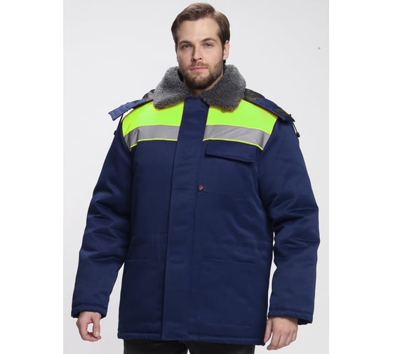 Куртка зимняя ФАКЕЛ Бригада NEW (тк.Смесовая,210), темно-синий/лимонный 87488008.014