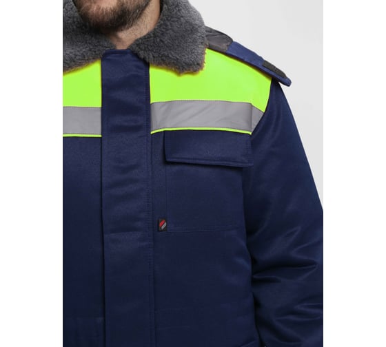 Куртка зимняя ФАКЕЛ Бригада NEW (тк.Смесовая,210), темно-синий/лимонный 87488008.014