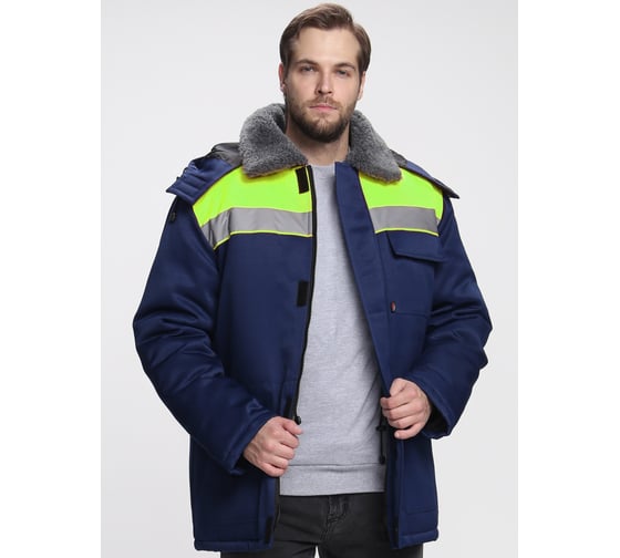 Куртка зимняя ФАКЕЛ Бригада NEW (тк.Смесовая,210), темно-синий/лимонный 87488008.008