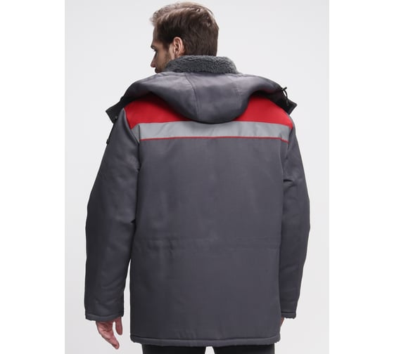 Куртка зимняя ФАКЕЛ Бригада NEW ткань смесовая, 210г/м2, темно-серый/красный 87466431.011