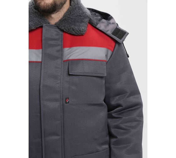 Куртка зимняя ФАКЕЛ Бригада NEW ткань смесовая, 210г/м2, темно-серый/красный 87466431.011