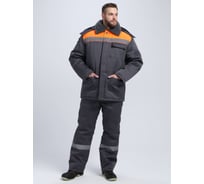 Костюм зимний ФАКЕЛ Труженик-Ультра СОП ткань смесовая, 210 г/м2, брюки, темно-серый/оранжевый 87491234.015