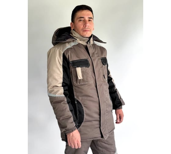 Костюм зимний ФАКЕЛ Мега IMP ткань смесовая, 240 г/м2, брюки, коричневый/черный/бежевый 87494652.017
