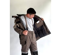 Костюм зимний ФАКЕЛ Мега IMP ткань смесовая, 240 г/м2, брюки, коричневый/черный/бежевый 87494652.028