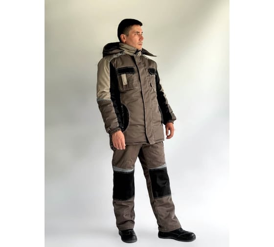 Костюм зимний ФАКЕЛ Мега IMP ткань смесовая, 240 г/м2, брюки, коричневый/черный/бежевый 87494652.033