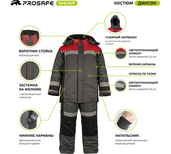 Костюм PROSAFE "ДИКСОН" куртка с полукомбинезоном, рост 170-176, размер 52-54 4660272912638