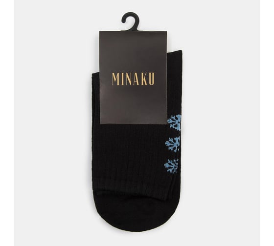 Носки женские MINAKU "Снежинки" цвет чёрный, размер 38-39 (25 см) 7313548