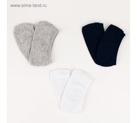 Набор мужских носков-невидимок 3 пары MINAKU "Основа" размер 40-41 (27 см), т.син/сер/бел 4599105 1