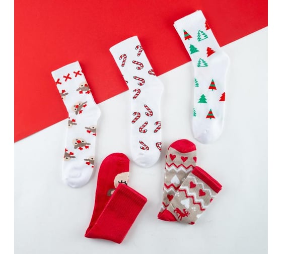 Набор женских носков KAFTAN "Happy holidays" размер 36-40 (23-25 см), 5 пар 5078172