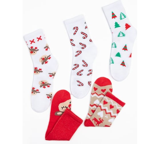 Набор женских носков KAFTAN "Happy holidays" размер 36-40 (23-25 см), 5 пар 5078172
