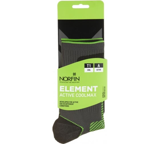 Носки NORFIN T1A ELEMENT ACTIVE COOLMAX CREW р.(39-41) M 304712-02M