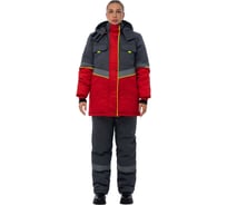 Костюм женский утеплённый Уралспецзащита Северная широта куртка + полукомбинезон, красный/серый, р-р 60-62/182-188 з43-кпк-жен-кр-60-182