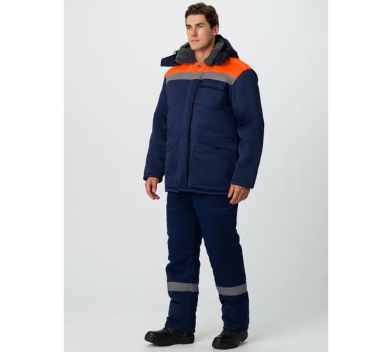 Костюм зимний Факел 87491673 Труженик-Ультра-2 IMP ткань смесовая, 210 г/м3, п/к, темно-синий/оранжевый 87491673.010