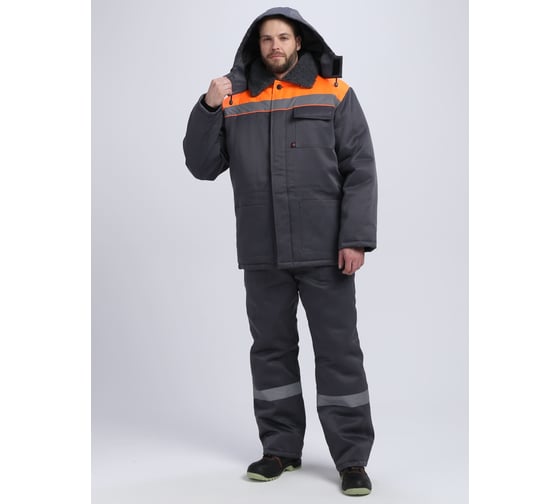 Костюм зимний Факел 87491234 Труженик-Ультра СОП ткань смесовая, 210 г/м3, брюки, темно-серый/оранжевый 87491234.001
