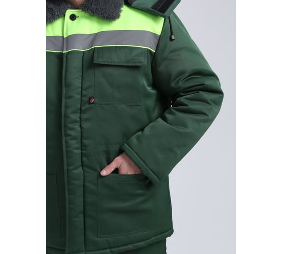 Костюм зимний Факел 87491264 Труженик-Ультра СОП ткань смесовая, 210 г/м3, брюки, темно-зеленый/лимонный 87491264.001