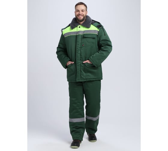 Костюм зимний Факел 87491264 Труженик-Ультра СОП ткань смесовая, 210 г/м3, брюки, темно-зеленый/лимонный 87491264.003