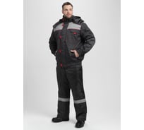 Зимняя куртка укороченная Факел Флофт Премиум (ткань смесовая, 240), т.серый/св.серый/красный 87491754.012