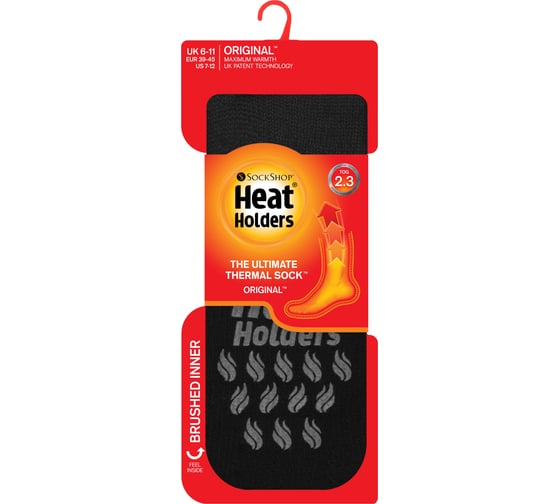 Термоноски мужские Heat Holders SLIPPER, 39-45, black with grey grip BSMHH08H1BWG