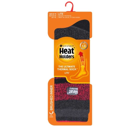 Термоноски мужские Heat Holders LITE р 39-45, black-red stripe LTMHH505BLK
