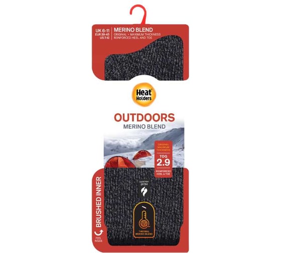 Термоноски мужские Heat Holders MERINO BLEND р 39-45, black BSWHM03H1BLK