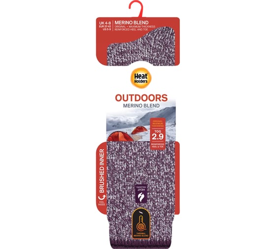 Термоноски женские Heat Holders MERINO BLEND LONG, 37-42, wine BSWHL17G1WNE