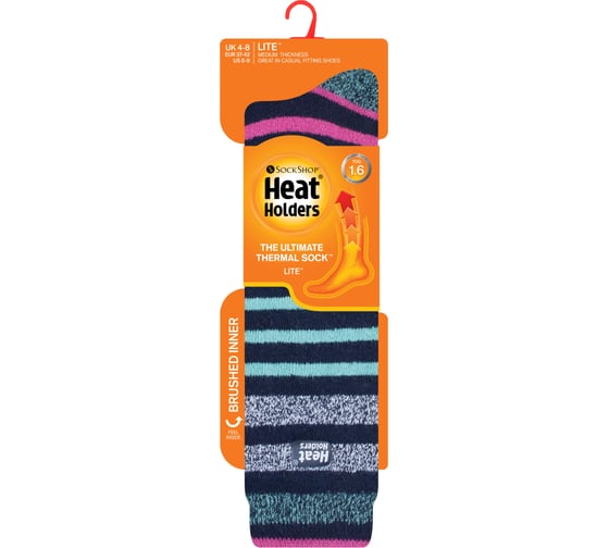Женские термоноски Heat Holders LITE LONG, 37-42, aqua/navy stripe LTLHH561NVY