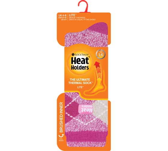 Женские термоноски Heat Holders LITE, 37-42, rasberry/white argyle LTLHH554RAS
