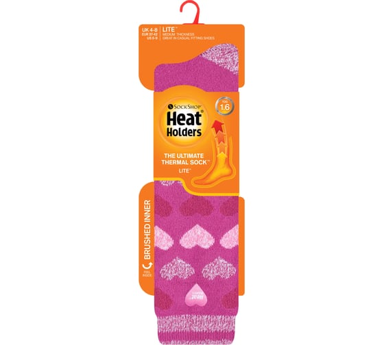 Женские термоноски Heat Holders LITE LONG, 37-42, cerise/rasp heart LTLHH563CER