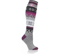 Женские термоноски Heat Holders LITE LONG, 37-42, light grey/rasp fairisle LTLHH562GRY