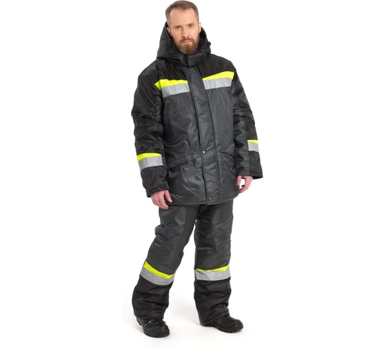 Костюм утепленный РАССО Градус куртка+полукомбинезон, оксфорд, темно-серый/черный/лимон, р.44-46/158-164 76139 (44/158) 1