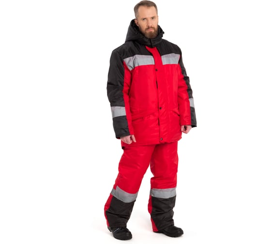 Костюм утепленный РАССО Градус куртка+полукомбинезон, оксфорд, красный/черный/светло-серый, р.44-46/182-188 76140 (44/182) 1