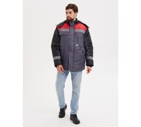 Куртка утеплённая РАССО "Глобус", тк. оксфорд, цв. сер/черн/красн, р.68-70/182-188 77292 (68/182)