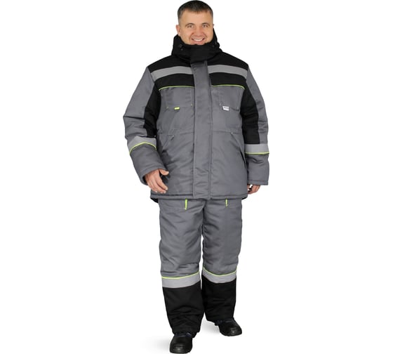 Костюм утепленный РАССО "Система" куртка+п/к, тк.смес.240, цв.т.СЕР/черн/лимон, р.64-66/182-188 77281 (64/182) 1