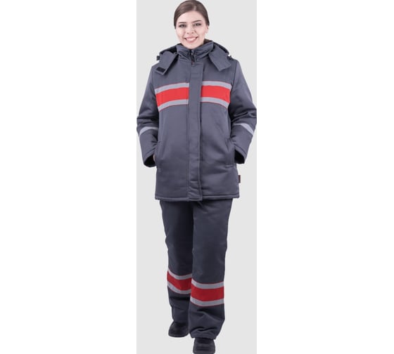 Костюм ГК Спецобъединение АНГАРА зимний, серый-красный, женский (104-108, 182-188), компл Кос 469/104/182 1