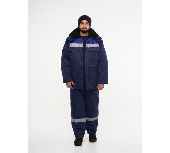 Костюм мужской зимний Эпицентр Кос706 (куртка, брюки) ткань смесовая, цвет темно-синий с васильковым 64-66/170-176 Кос706СиВГРС Кос706,4610375928548 1