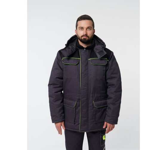 Куртка мужская зимняя Эпицентр Кур703 ткань Твил, цвет темно-серый, черный с лимонной отделкой 64-66/182-188 Кур703СеЧеЛиТВ Кур703СеЧеЛиТВ,4610375938912 1
