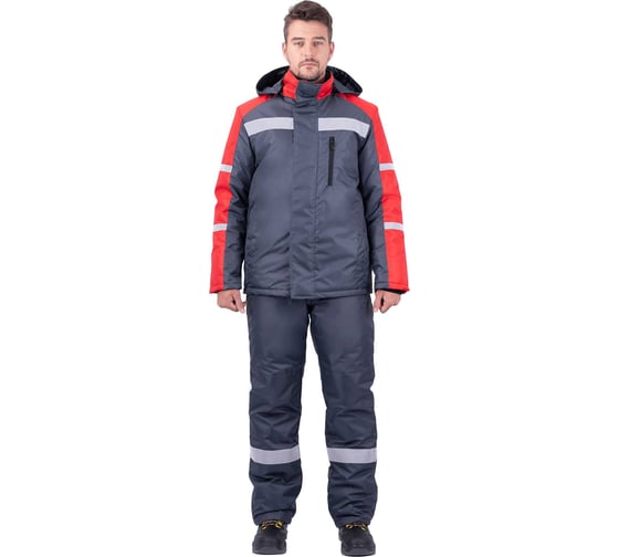 Костюм ГК Спецобъединение РОУД зимний, т/серый-красный (112-116, 158-164), компл, Кос 488/112/158 1