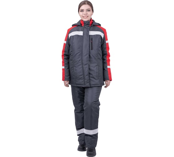 Костюм ГК Спецобъединение РОУД зимний, т/серый-красный, женский (144-148, 170-176), компл, Кос 228/ Кос 228/144/170 1