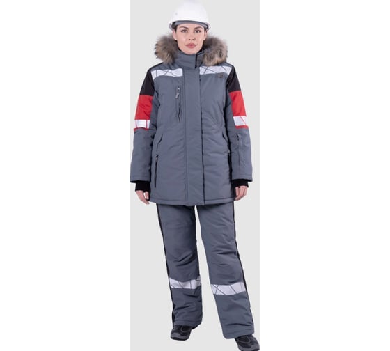Куртка Iform ХАЙ-ТЕК SAFETY зимняя, серый-красный-черный, женская (104-108, 182-188), шт Кур 237/104/182