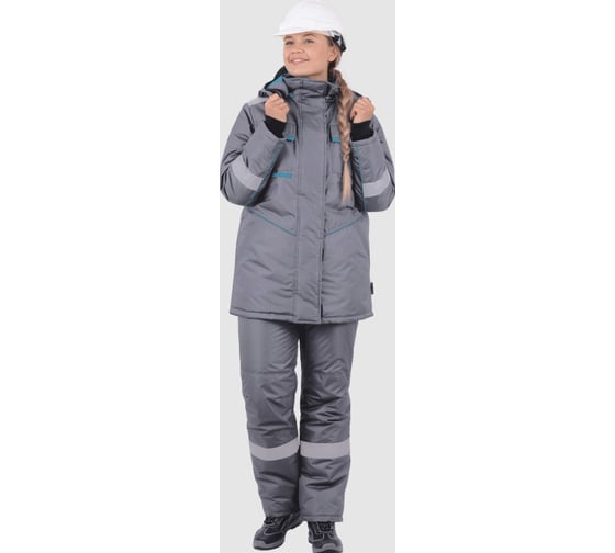 Костюм ГК Спецобъединение ГАЛАКТИКА зимний, серый-бирюза, женский (128-132, 158-164), компл, Кос 487/128/158 1