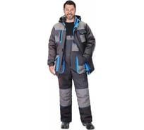 Костюм СИРИУС ДВИН зимний, куртка удлиненная, темно-серый, серый и голубая отделка, р 88-92/170-176 141473