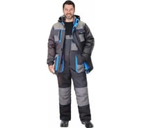 Костюм СИРИУС ДВИН зимний, куртка удлиненная, темно-серый, серая и голубая отделка р.104-108/170-176 150242