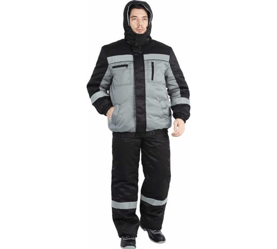 Костюм ГК Спецобъединение БАЙКАЛ зимний, серый-черный (136-140, 182-188), компл, Кос 312/136/182 1