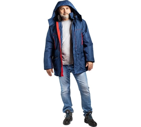 Мужская утепленная куртка Ф Тигода синяя/красная, р. 112-116, рост 158-164 310-19-9 1