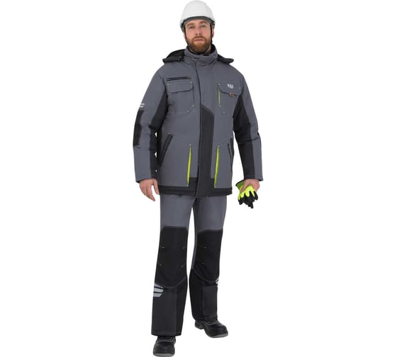 Куртка Iform ЭДВАНС зимняя, серый-т.серый-лимонная отделка (152-156, 182-188), шт, Кур 662/152/182 1
