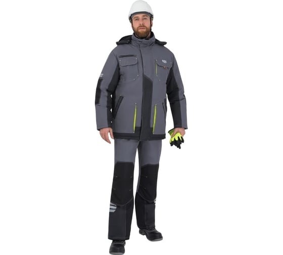 Куртка Iform ЭДВАНС зимняя, серый-т.серый-лимонная отделка (80-84, 170-176), шт, Кур 662/80/170 1