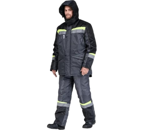 Костюм рабочий FORT Градус утепленный, куртка+полукомбинезон, темно-серый+черный+лимон 64-66/170-176 00501456789