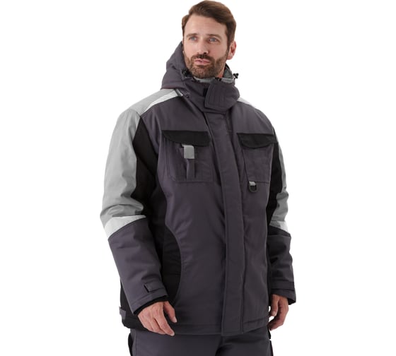 Костюм зимний URSUS ВЕКТОР куртка/полукомб, цвет:Т.СЕРЫЙ/ЧЕРНЫЙ/СВ.СЕРЫЙ КОС808-440; 44-46, 182-188 КОС808-440/44-46, 182-188 1