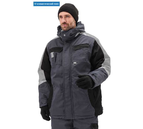 Костюм зимний URSUS ВЕКТОР IV класс, куртка-полукомбинезон КОС808-темно-серый/черный/светло-серый/44-46, 182-188 1