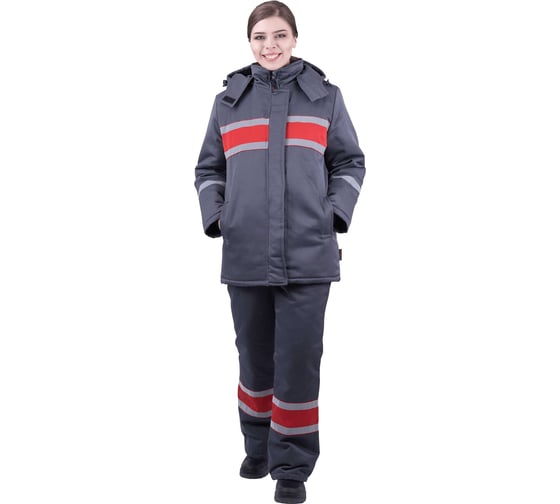 Костюм ГК Спецобъединение АНГАРА зимний, серый-красный, женский (80-84, 170-176), компл, Кос 469/80/170 1